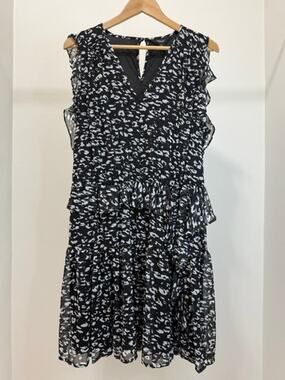 Simply Vera Vera Wang Animal Print Ruffle Sleeveless Dress XL NWT